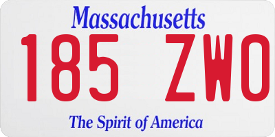 MA license plate 185ZW0