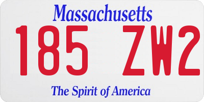 MA license plate 185ZW2