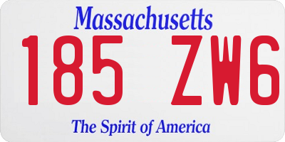 MA license plate 185ZW6