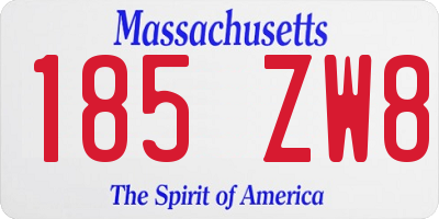 MA license plate 185ZW8