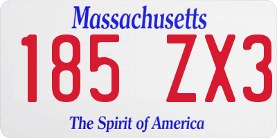 MA license plate 185ZX3