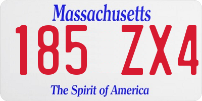 MA license plate 185ZX4