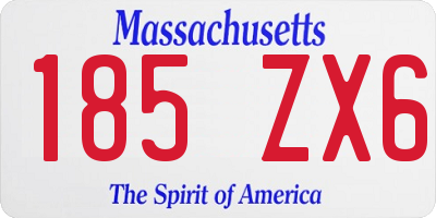 MA license plate 185ZX6