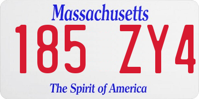 MA license plate 185ZY4