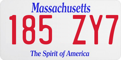 MA license plate 185ZY7