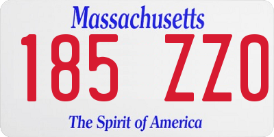 MA license plate 185ZZ0
