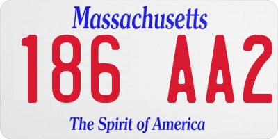 MA license plate 186AA2