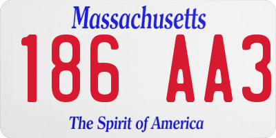 MA license plate 186AA3