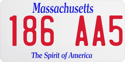 MA license plate 186AA5