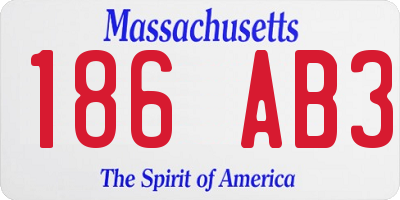 MA license plate 186AB3
