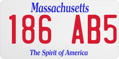 MA license plate 186AB5