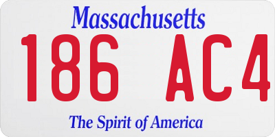 MA license plate 186AC4