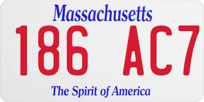 MA license plate 186AC7