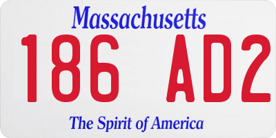 MA license plate 186AD2