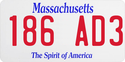 MA license plate 186AD3