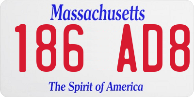 MA license plate 186AD8