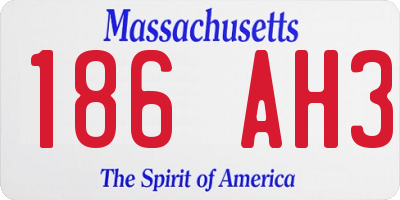 MA license plate 186AH3
