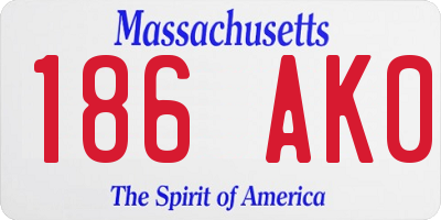 MA license plate 186AK0