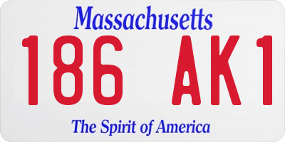 MA license plate 186AK1