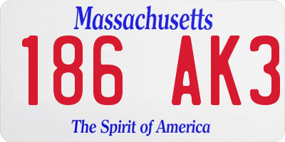MA license plate 186AK3