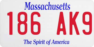 MA license plate 186AK9