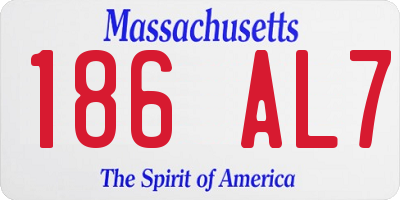 MA license plate 186AL7