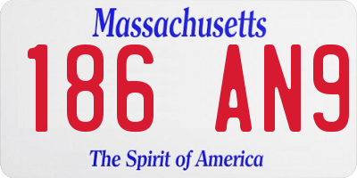 MA license plate 186AN9
