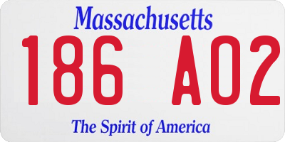 MA license plate 186AO2