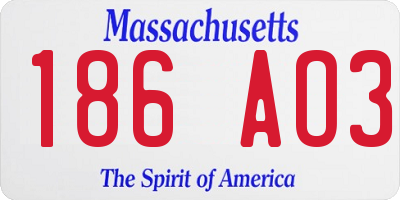 MA license plate 186AO3