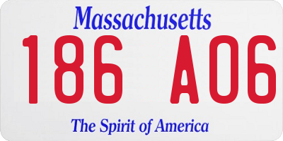 MA license plate 186AO6
