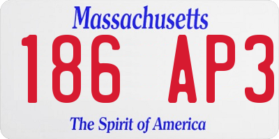 MA license plate 186AP3