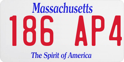 MA license plate 186AP4