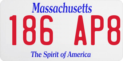 MA license plate 186AP8