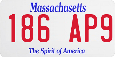 MA license plate 186AP9
