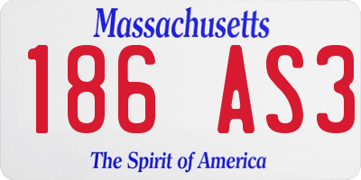 MA license plate 186AS3