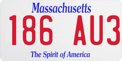 MA license plate 186AU3