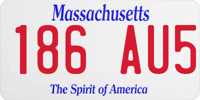 MA license plate 186AU5