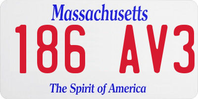 MA license plate 186AV3