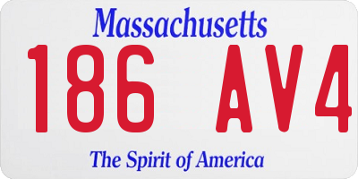 MA license plate 186AV4
