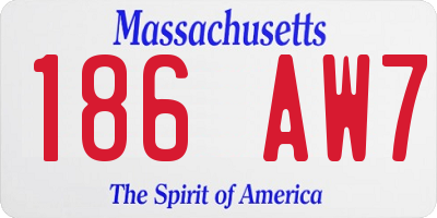 MA license plate 186AW7