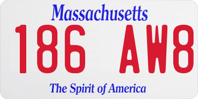 MA license plate 186AW8