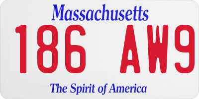 MA license plate 186AW9