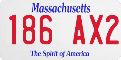 MA license plate 186AX2