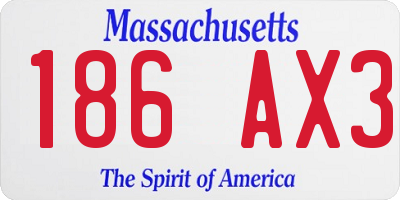 MA license plate 186AX3