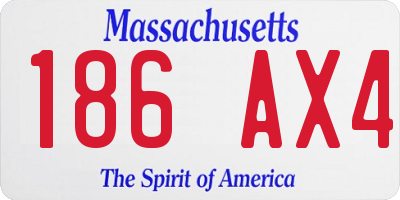 MA license plate 186AX4