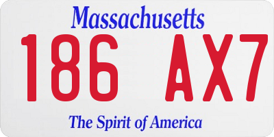 MA license plate 186AX7
