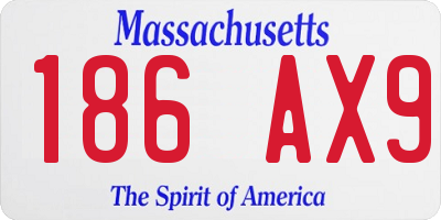 MA license plate 186AX9