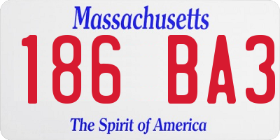 MA license plate 186BA3