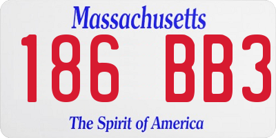 MA license plate 186BB3