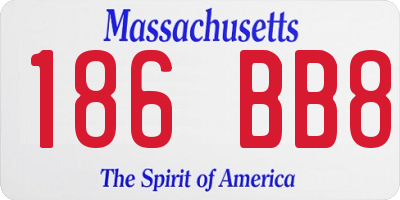 MA license plate 186BB8